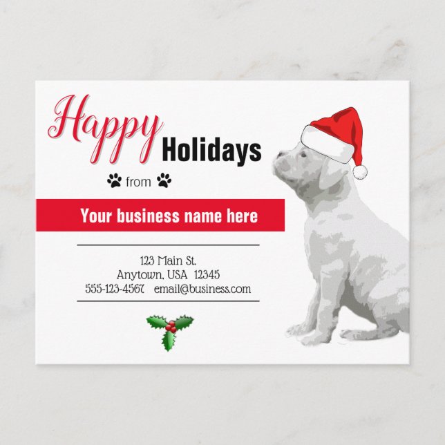 From the Dog Christmas Cards - White Boxer Puppy (Front)