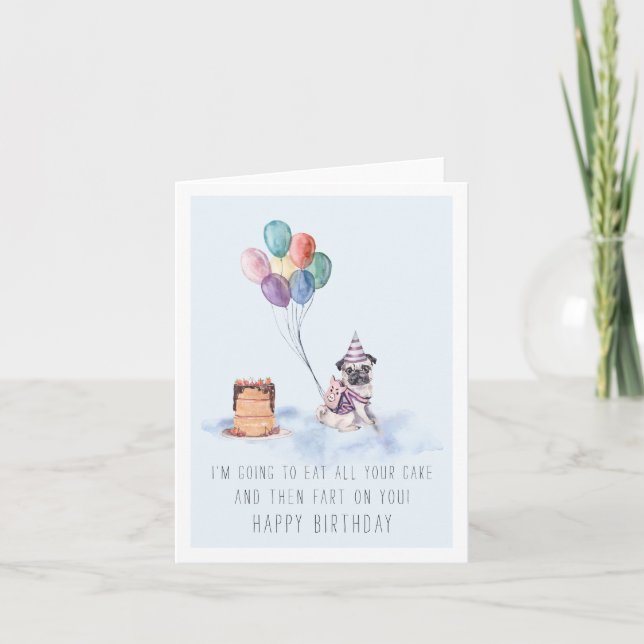 From the Dog | Cute Pug Birthday Card (Front)