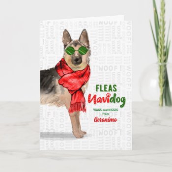 From The Dog German Shepherd Fleas Navidog Holiday Card by PAWSitivelyPETs at Zazzle