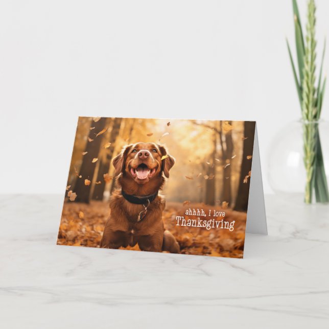from the Dog Thanksgiving Dog in Autumn Leaves Holiday Card (Front)