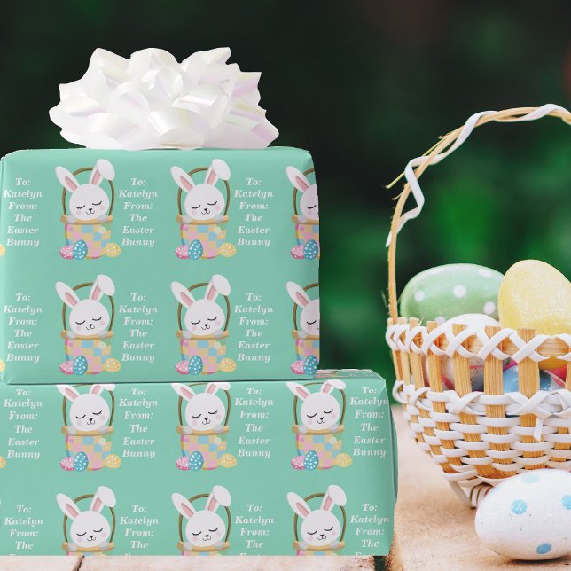 From The Easter Bunny Cute Pastel Green Kids Gift Wrapping Paper (Creator Uploaded)