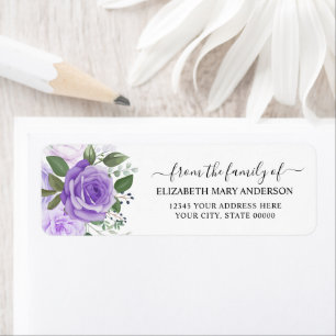 From the Family Funeral Memorial Purple Floral Label