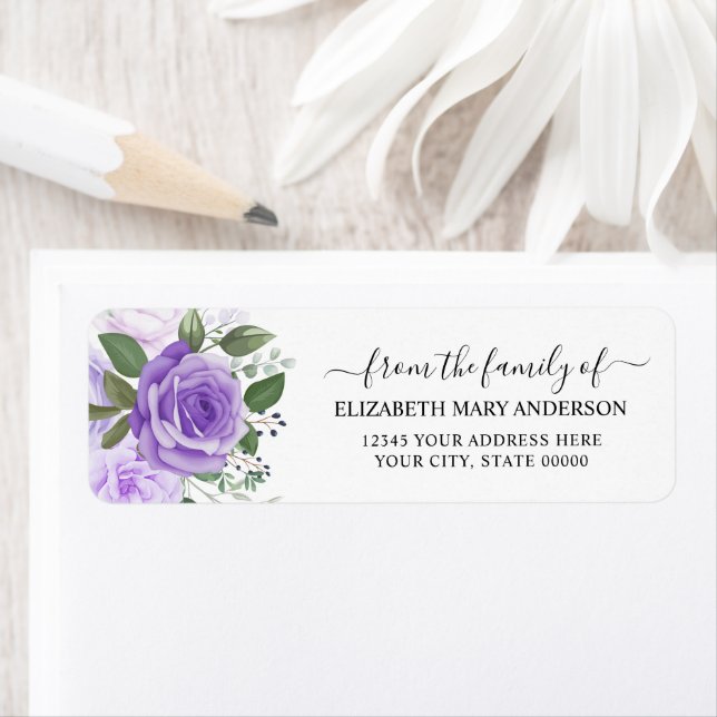 From the Family Funeral Memorial Purple Floral Label (Insitu)