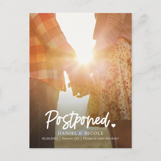 From The Heart EDITABLE COLOR Change The Date Postcard (Front)