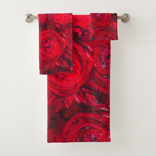 From the heart _ red roses for YOU  Bath Towel Set