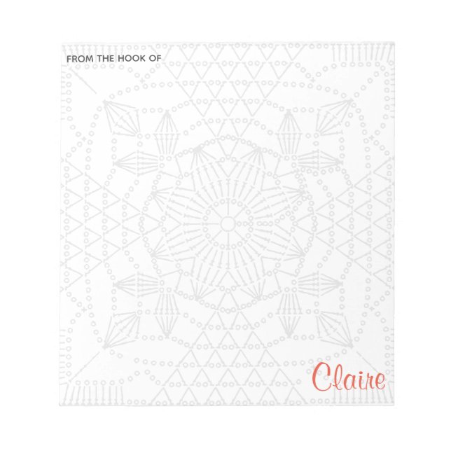 From the Hook Of Custom Color Crochet-Themed Notepad (Front)