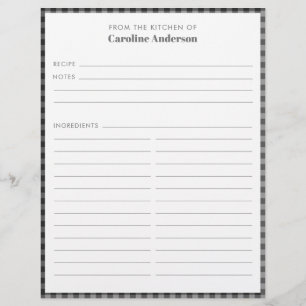 From The Kitchen Black Gray Plaid Recipe Custom  Flyer