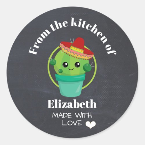 From the Kitchen Cute Cactus in a Sombrero Classic Round Sticker