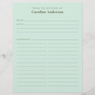 From The Kitchen Cute Mint Sage Recipe Custom Name Flyer