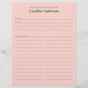From The Kitchen Modern Pink Green Recipe Custom Flyer