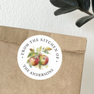 From The Kitchen Of   Apple Watercolor  Classic Round Sticker