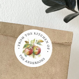 From The Kitchen Of Apple Watercolor Classic Round Sticker