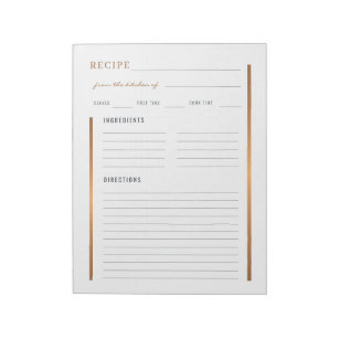 Recipe Notepad Stationary For Women, Custom Stationary Kitchen