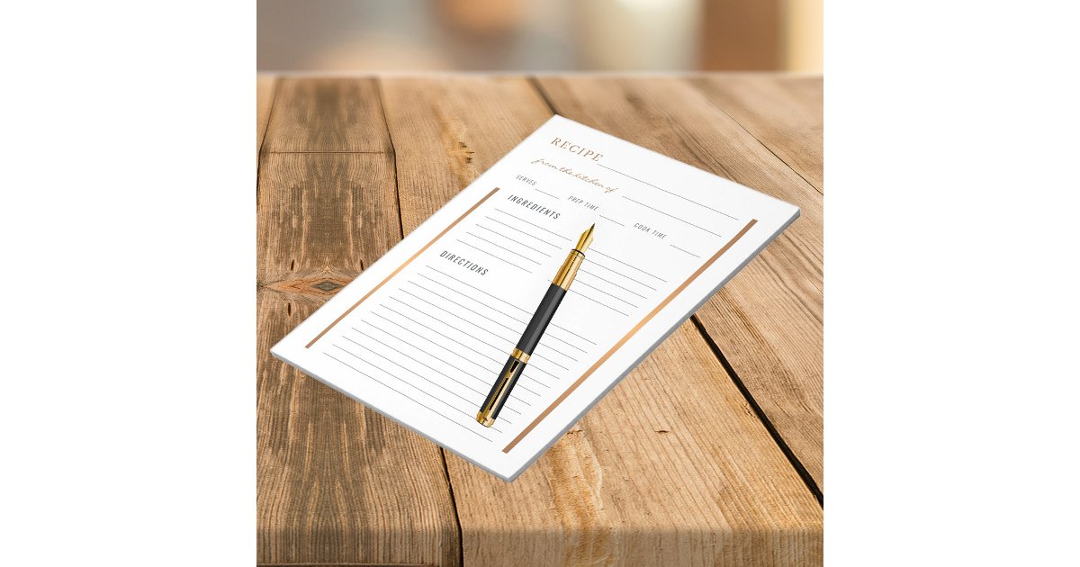 From the kitchen of blank recipe sheet elegant notepad | Zazzle