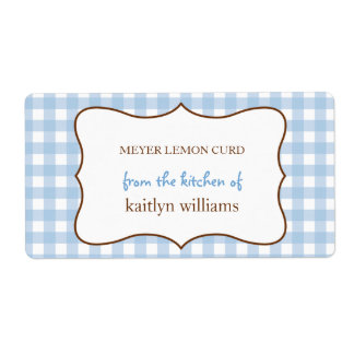 From the kitchen of blue gingham custom label