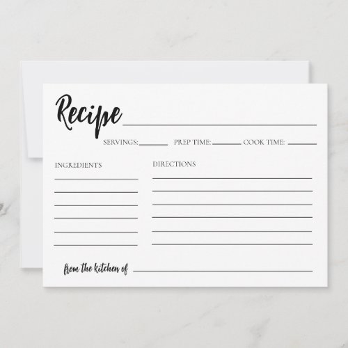 From the Kitchen of Bridal Shower Recipe Card