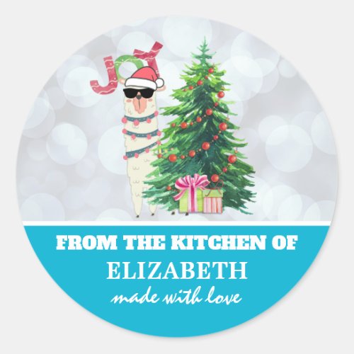 From the Kitchen of Christmas Llama Classic Round Sticker
