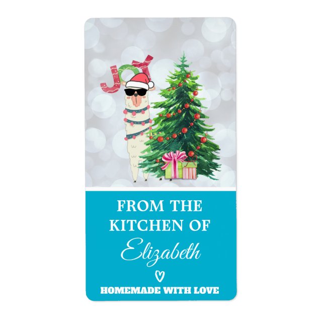 From the Kitchen of Christmas Llama Label (Front)