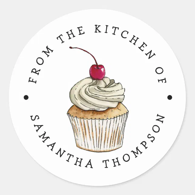 From the Kitchen Of | Cupcake Custom Classic Round Sticker | Zazzle