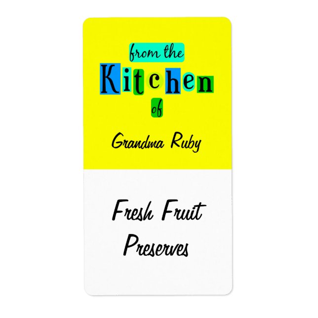 From the Kitchen of Custom Blue Green Recipe Label (Front)