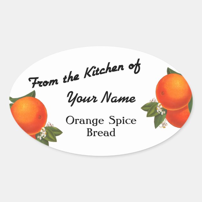 From the Kitchen Of Custom Orange Baking Stickers (Front)