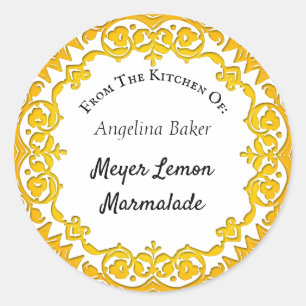 From The Kitchen Of Custom Vintage Yellow Element Classic Round Sticker