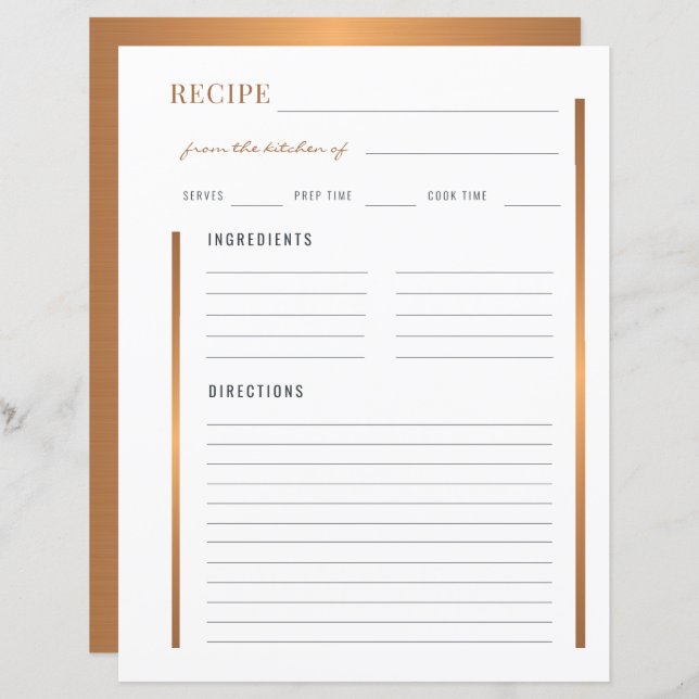 From the kitchen of elegant gold blank recipe (Front/Back)