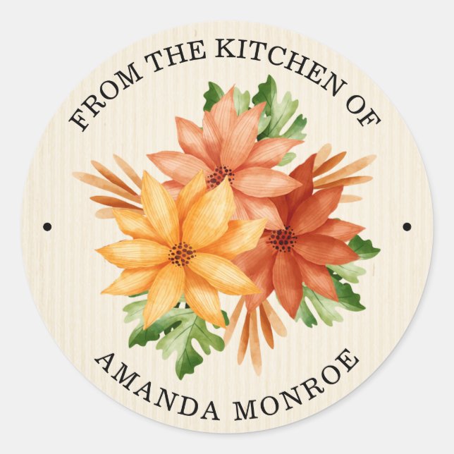 From the Kitchen of Fall Flowers Classic Round Sticker (Front)