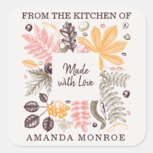 From the Kitchen of Fall Leaves Square Sticker