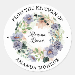 From the Kitchen of Floral Wreath Classic Round Sticker