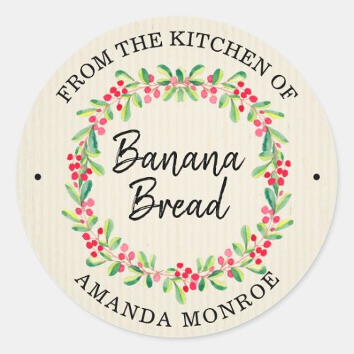 From the Kitchen of Floral Wreath Classic Round Sticker