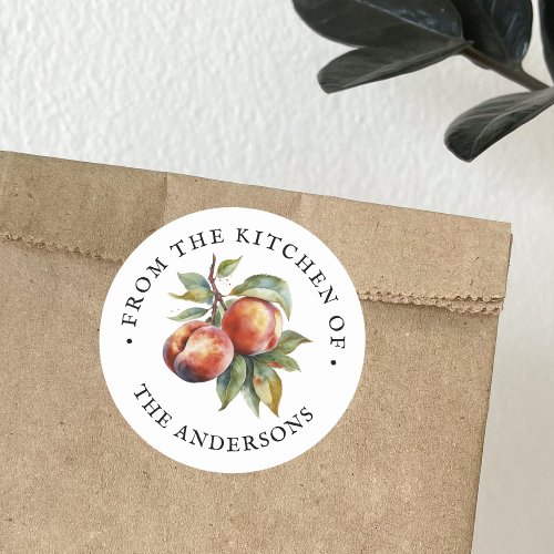 From The Kitchen Of  Fruit Peaches Watercolor Classic Round Sticker