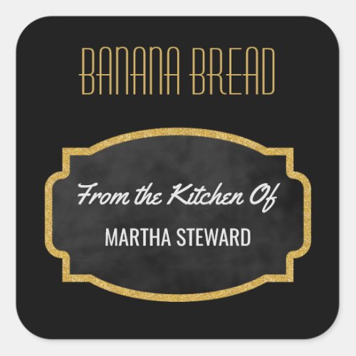 From the Kitchen Of Gold Black Vintage Chalkboard Square Sticker