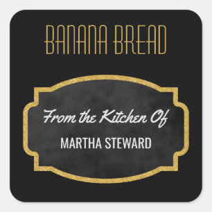 From the Kitchen Of Gold Black Vintage Chalkboard Square Sticker
