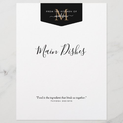 From the Kitchen of Gold Monogram Recipe Divider
