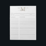 From the Kitchen Of Gold Monogram Recipe Sheet Notepad<br><div class="desc">Modern Elegant Stylish Personalized From the Kitchen Of Gold Monogram Script Name Recipe Sheet Notepad</div>