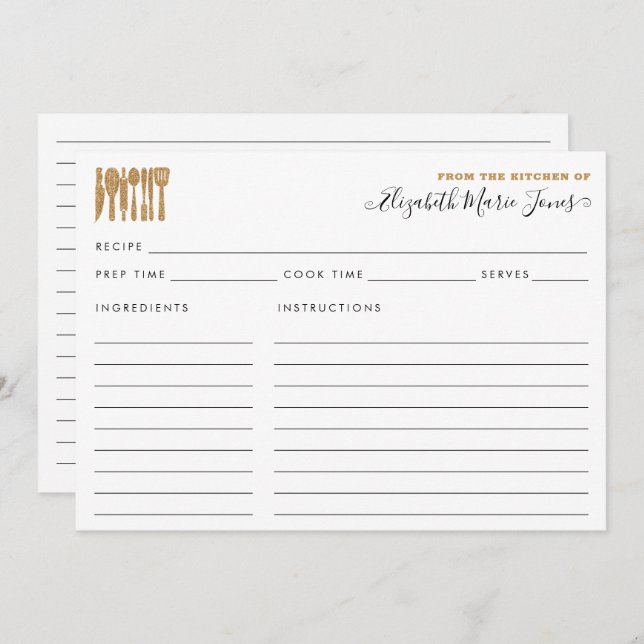 From the Kitchen of Gold Utensils Script Recipe (Front/Back)