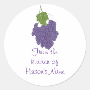 From the kitchen of, Grape Jam Jelly Lid Stickers