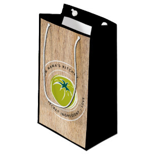 From the Kitchen of ... Green Tomato Rustic Wood Small Gift Bag