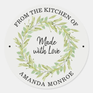From the Kitchen of Greenery Wreath Classic Round Sticker