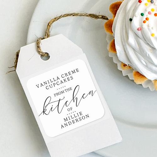 From the Kitchen of Handwritten Script Baked Goods Square Sticker