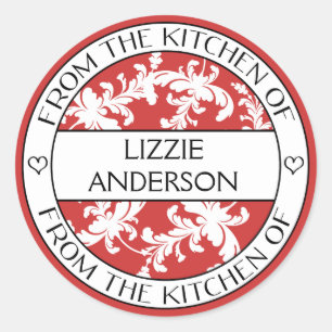 From the Kitchen of Label   Red White Damask