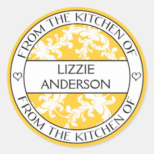 From the Kitchen of Label Yellow White Damask