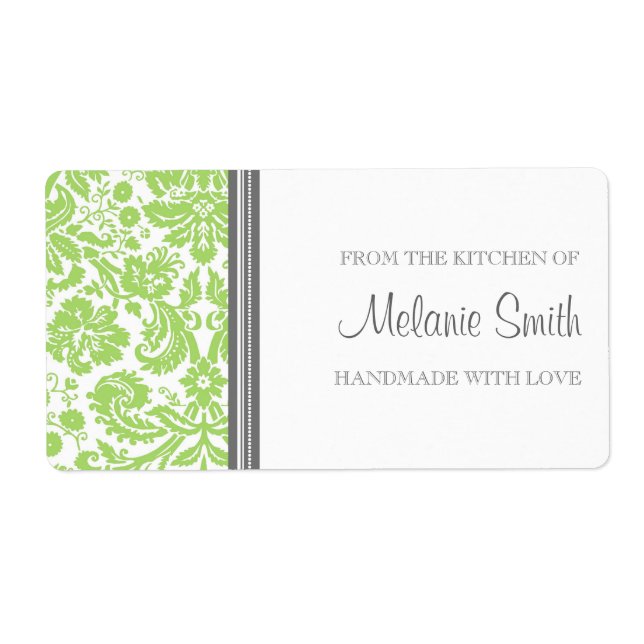 From the Kitchen of Labels Lime Damask (Front)