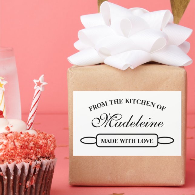 From the kitchen of, made with love elegant rectangular sticker (Party)