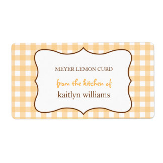 From the kitchen of orange gingham custom label