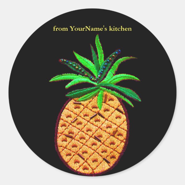 From the Kitchen of Pineapple personalized Classic Round Sticker (Front)