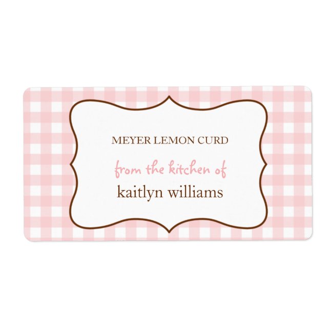From the kitchen of pink gingham custom label (Front)