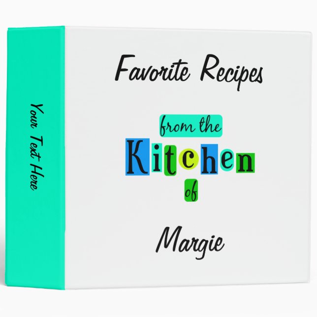 From the Kitchen of Retro Blue Green Recipe Binder (Front/Spine)