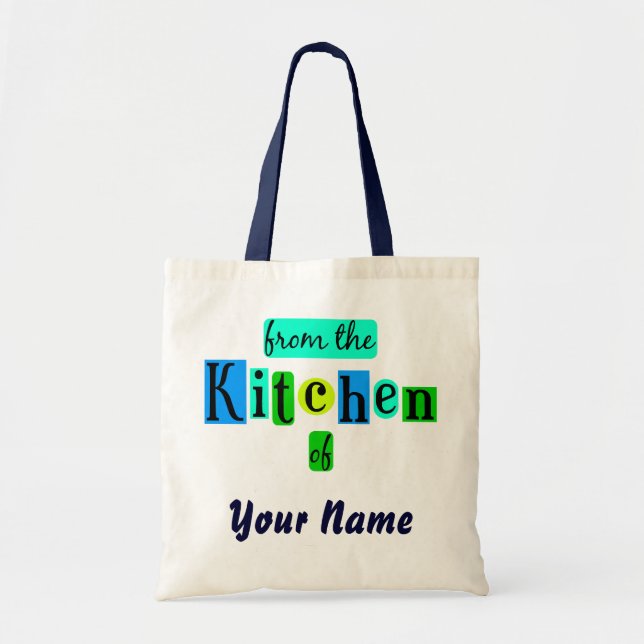 From the Kitchen of Retro Blues Custom Canvas Tote Bag (Front)
